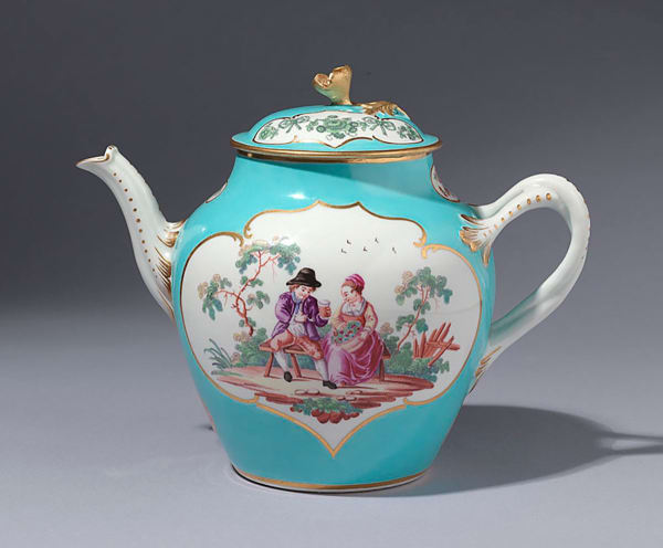 The Harlequin Service Giles Decorated Worcester Teapot and Cover, Circa: 1770