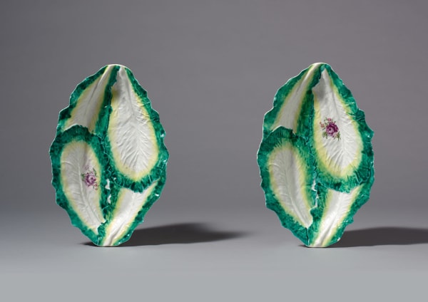 A Fine Pair of Longton Hall Lettuce Tureen Stands, Circa 1755