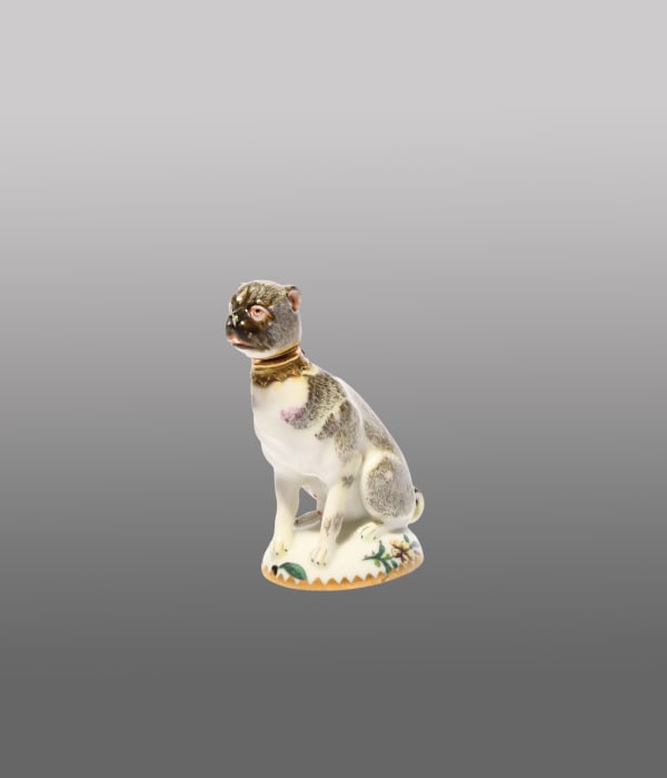 Chelsea Scent Bottle modelled as a Pug, Circa 1760