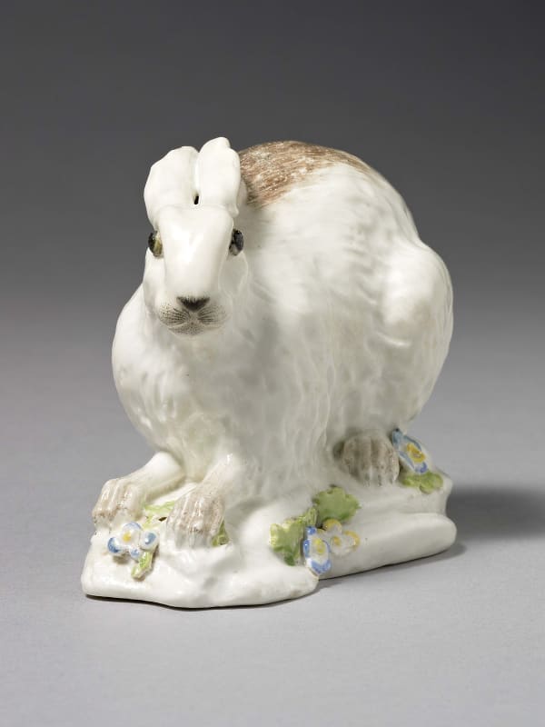 Chelsea Porcelain Model of a Leveret Hare seated on its haunches, Circa 1750-52.