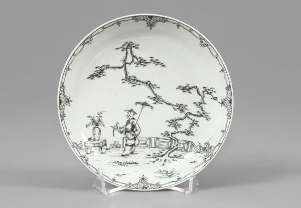A very rare early First Period Dr. Wall Worcester Saucer Dish, Circa 1755