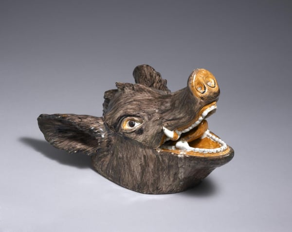 German Faience Boar’s Head Tureen and Cover, Circa 1750-55
