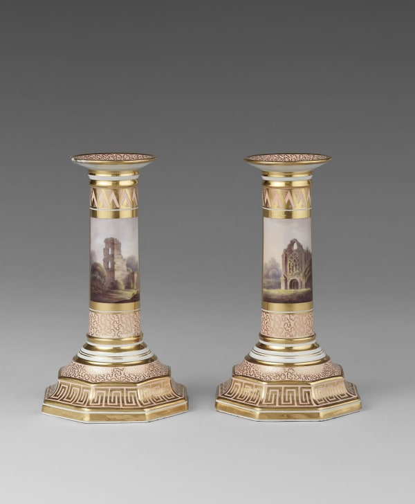 An extremely rare Pair of Barr Flight and Barr ‘Music’ Candlesticks, Circa 1804-10