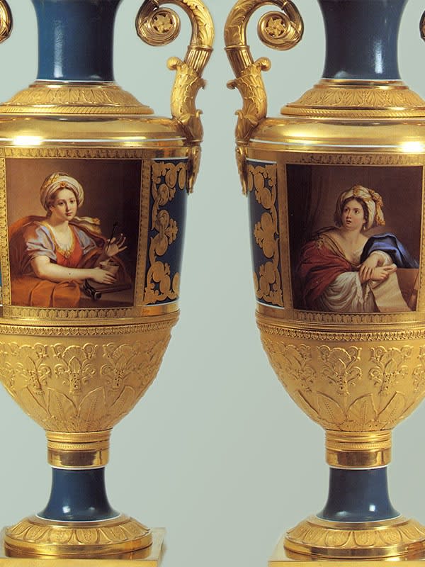 Pair of Imperial Russian Porcelain Vases St Petersburg Manufactory, (1825-1855); signed and dated 1839