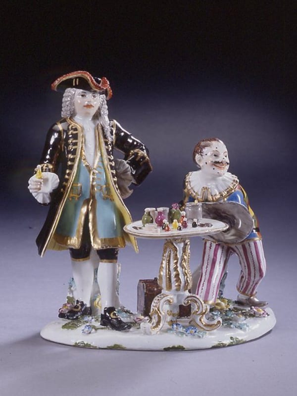 Meissen group of Harlequin and the Quack Doctor, modelled by J. J. Kaendler, Circa 1741