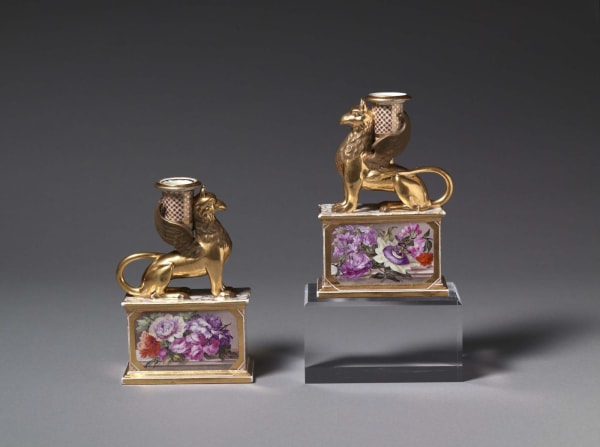 Exceptionally Fine And Rare Pair Of Worcester Barr, Flight And Barr Candlesticks, Circa: 1804 – 1813
