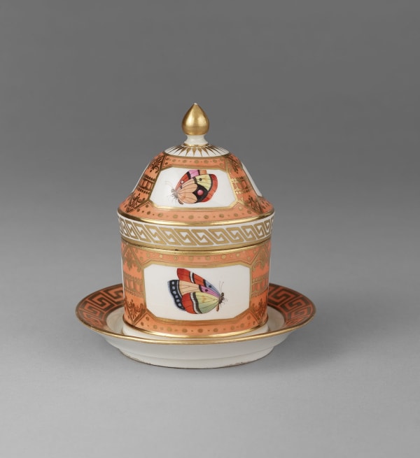 Extremely Rare And Highly Unusual Flight And Barr Honey Pot And Cover, Circa 1800-1805