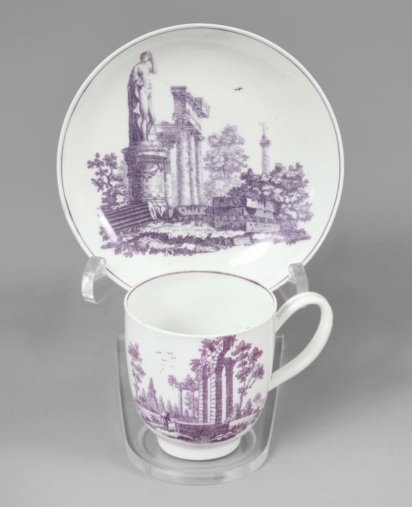 A First Period Dr Wall Worcester Coffee Cup and Saucer, Circa 1762