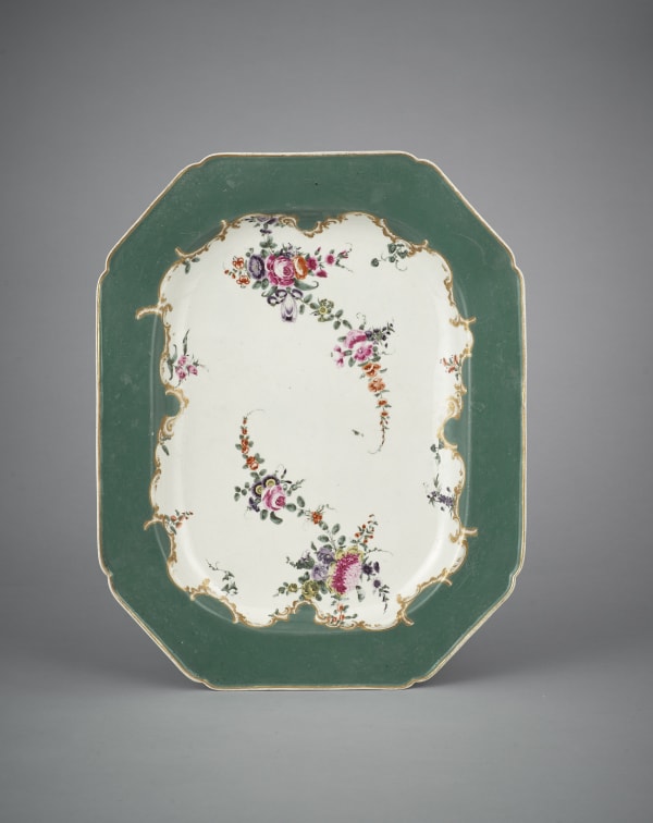 Fine First Period Dr Wall Worcester Canted Rectangular Platter, Circa 1770