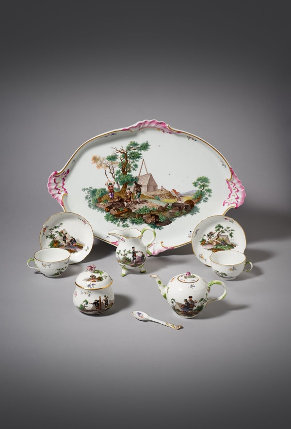 Meissen Cabaret Tea Service painted with Mining and Miners, Circa 1760