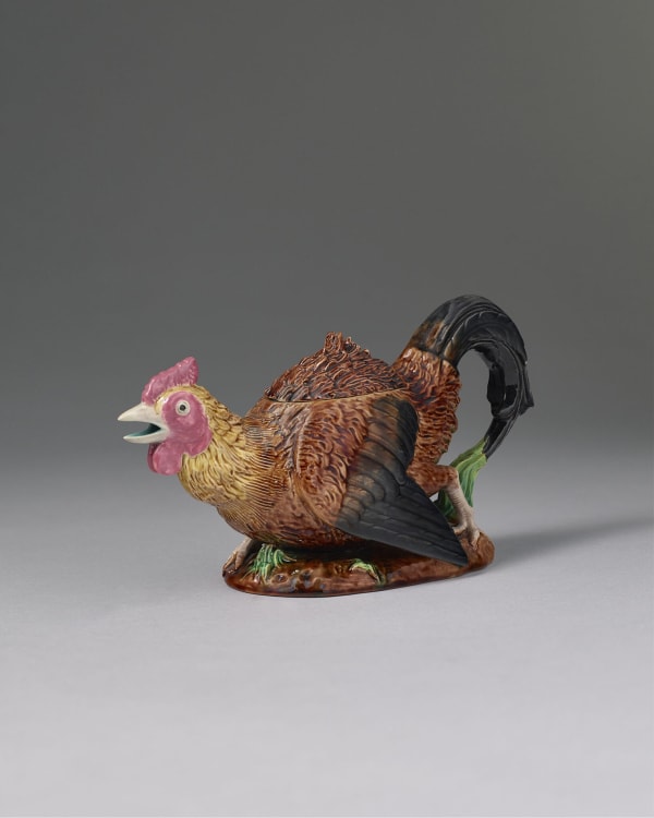 A George Jones Majolica Cockerel Teapot and Cover, Circa 1870-1875