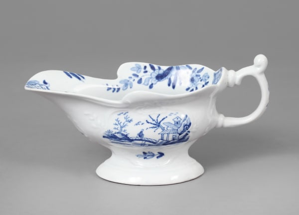 A Fine Early Worcester Pedestal Sauceboat, Circa 1755