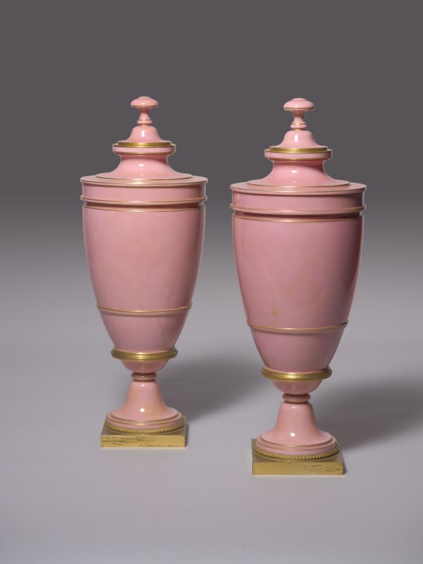The Pair of Sèvres Vases Delafosse Fond Rose Given by the French State to Lucien Fugère, Circa 1885 & 1888