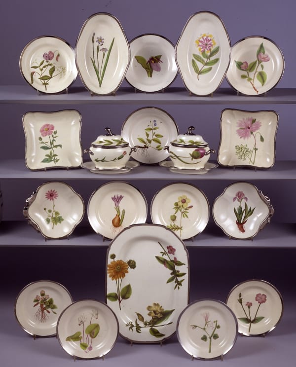An English Pearlware Botanical Part Dessert Service, Circa: 1810-1815