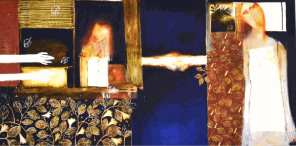 The river oil on linen. 81x160CM