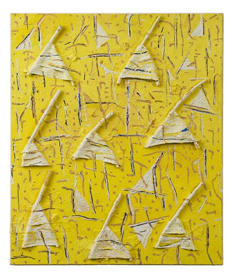 Settlement 2014 Olieverf Collage Op Doek 120 X 100 Cm