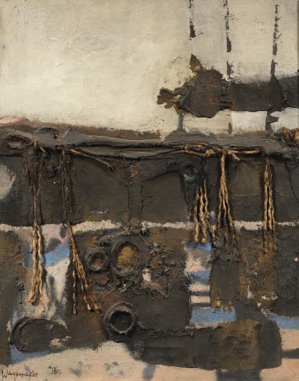 Jaap Wagemaker Zwarte Weg 1956 Mixed Media On Burlap 59 5 X 47 Cm