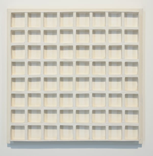 Sch259 Jan Schoonhoven R 72 34 1972 Wood Cardboard Papier Mache And White Paint 43 X 43 Cm 1