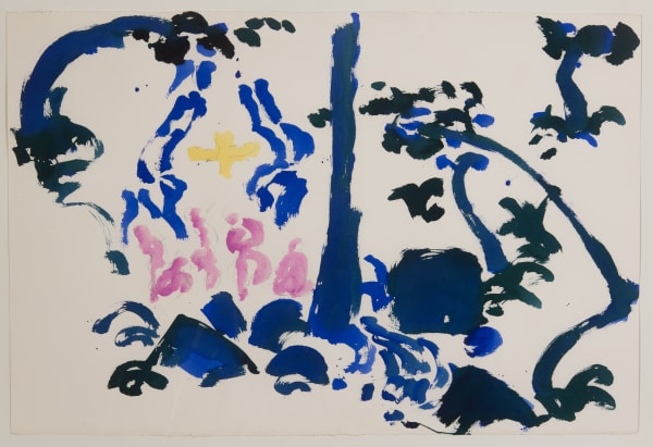 Hok83 Hoek Bathers And Waterfall Blue 1999 Watercolour On Arche Paper 102X152Cm