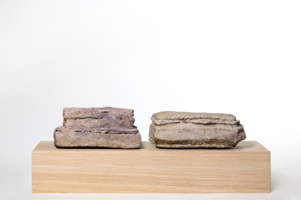 9I12A Herman De Vries Two Stones On Wooden Block Eisbach Steigerwald 2017 17X34X125Cm Block Included