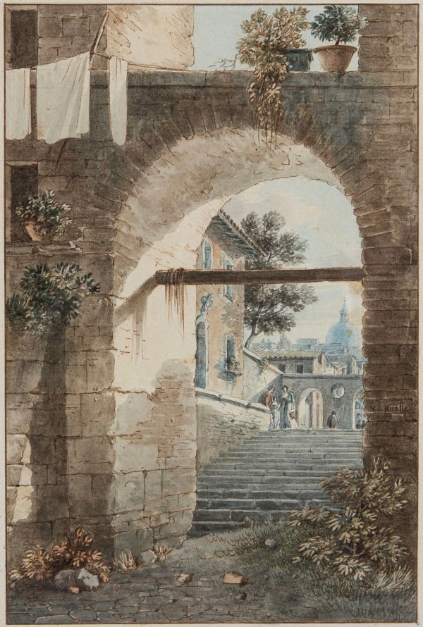 Victor-Jean NICOLLE Vue de l'arc de Parme, près de la rue de l'Ours à Rome