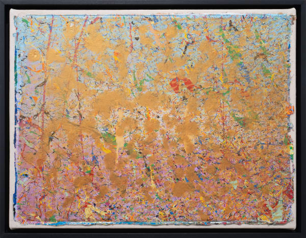 Adger Cowans (b. 1936) Untitled , 1980 Acrylic and gold powder on canvas Signed and dated on verso Canvas: 12 3/4 x 16 3/4 in (32.4 x 42.5 cm) Frame: 13 7/8 x 17 7/8 in (35.2 x 45.4 cm)