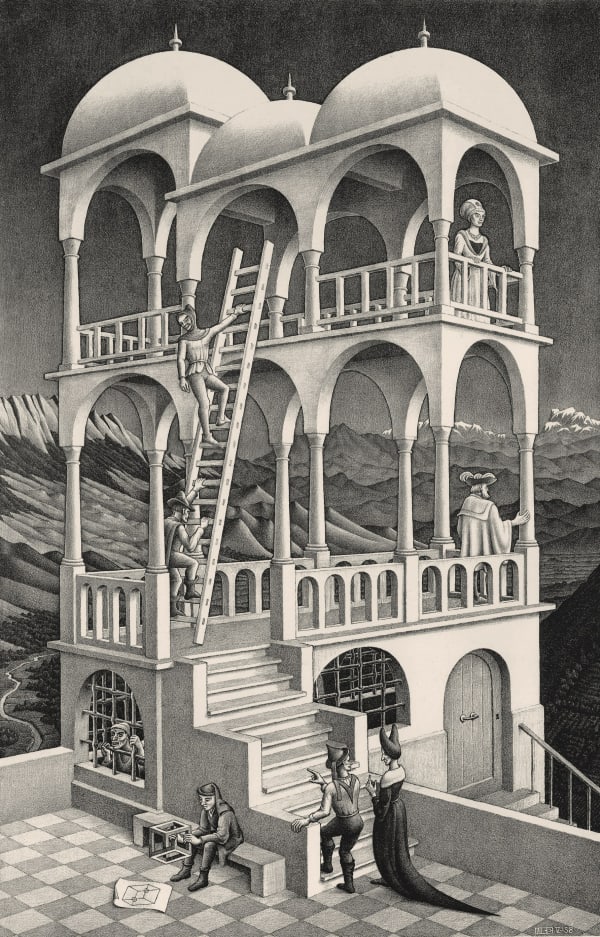 M. C Escher, Belvedere, 1958