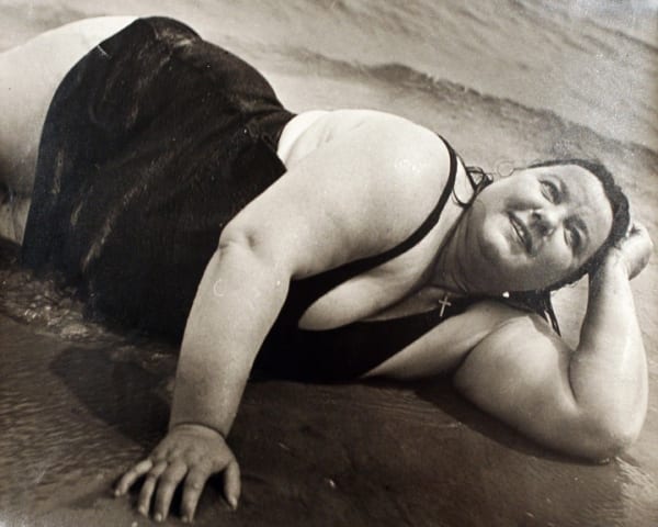 Lisette Model, Coney Island Bather, New York (Reclining), 1939-41, Gelatin silver print.