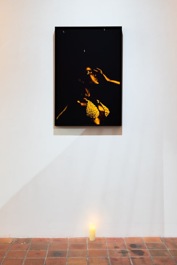 Installation Shot of Ogégéni 2, Unique piece. Photography and gold leaf on canvas by Marc Posso. AFIKARIS Gallery. Contemporary African Art Paris