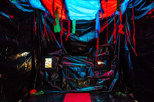 Exhibition View of Hyacinthe Ouattra's and Saïdou Dicko's video installation. Studio Vanssay. AFIKARIS Gallery Paris