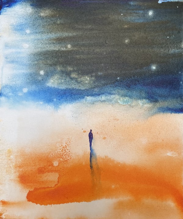 Constellation, 2022, acrylique et encre sur toile, 55x45 cm