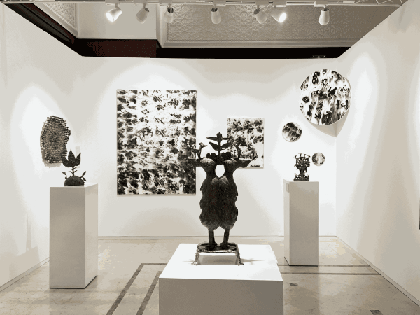 Installation View AFIKARIS Gallery at 1-54 Marrakech in la Mamounia. Nasreddine Bennacer, HERVÉ YAMGUEN and Ozioma Onuzulike