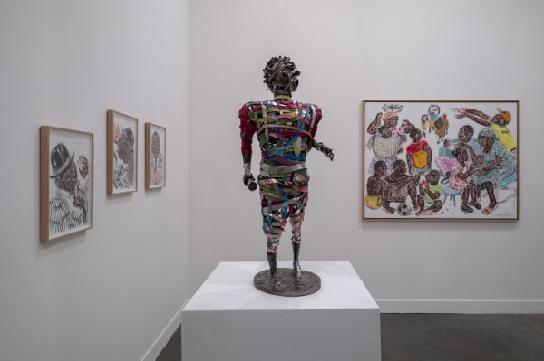 Installation View of Cameroonian artist Salifou Lindou's work at miart 2024, Milan, Italy on AFIKARIS' booth