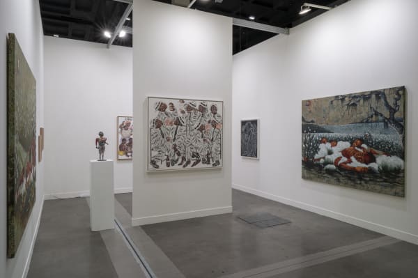 Black Figurative paintings by Salifou Lindou and Jean David Nkot on view on AFIKARIS stand at miart Milan Italy