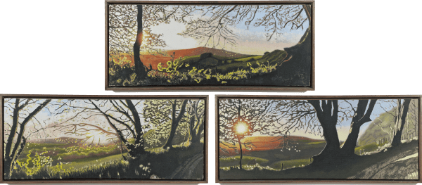 Kit Glaisyer, Three Lewesdon Hill Views, each 100x40cm