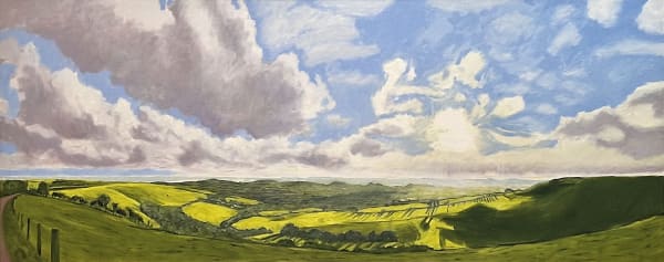Kit Glaisyer, Big skies & sunshine above Eggardon Hill 3x1.2m