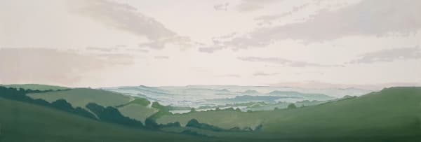 Kit Glaisyer, Gentle blue evening on Eggardon Hill 150x50cm