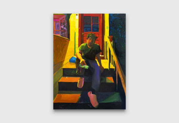 Mikey Yates Sergio, 2023 oil and acrylic on canvas 154 x 116.5 cm / 60 5/8 x 45 7/8 inches 157 x 119.5 cm / 61 3/4 x 47 inches (framed)