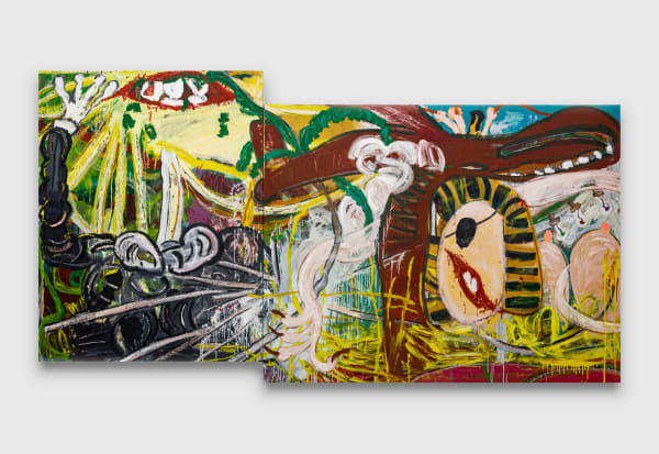 Yirui Jia Here Comes The Pharoah, 2022 acrylic and glitter on canvas 193 x 358 cm 76 x 141 in