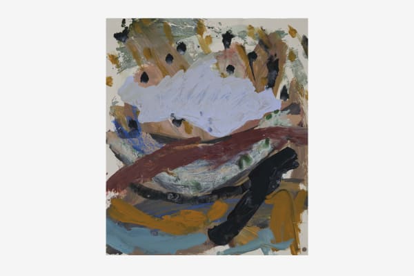 Renée Estée Sad waters, different oceans, secret fires 31, 2023 Oil paint, oil bar, wax, charcoal on paper. 45.5 x 39.7 cm 17 7/8 x 15 5/8 in