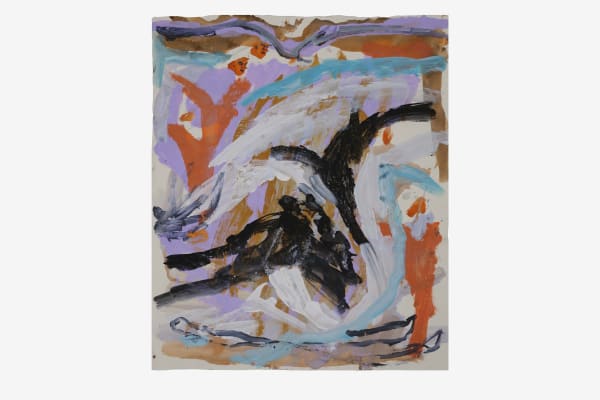 Renée Estée Sad waters, different oceans, secret fires 39, 2023 Oil paint, oil bar, wax, charcoal on paper. 54.5 x 45.5 cm 21 1/2 x 17 7/8 in