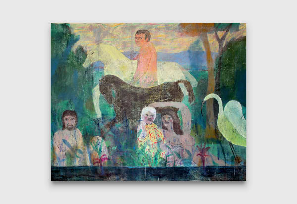 Justin Williams They Became Park Bench Observers, 2021 oil and pigment on canvas 170 x 210 cm 66 15/16 x 82 11/16 inches