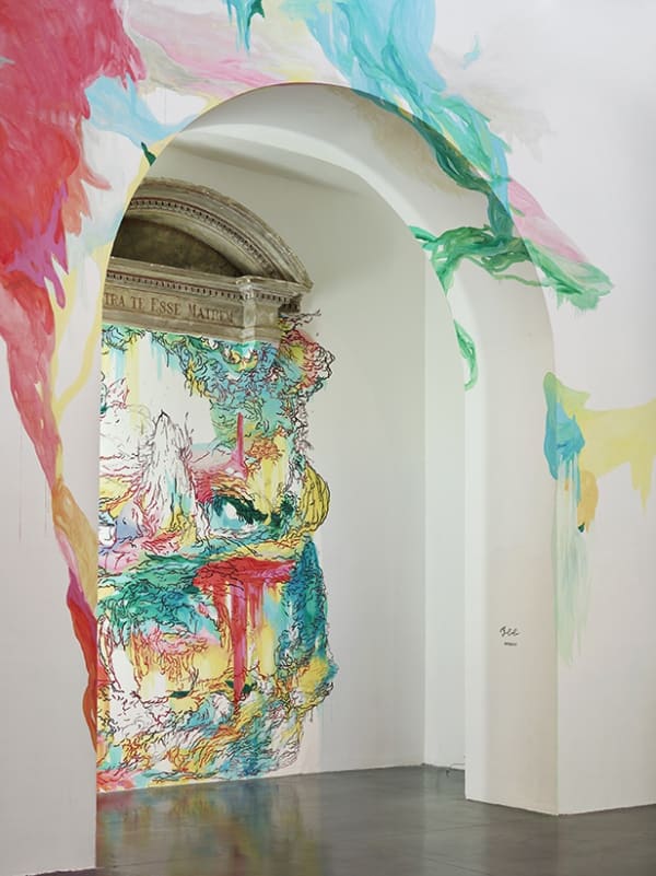 Des merveilles - 2021 Centre d'art contemporain chapelle St Jacques, Saint-Gaudens (31) / Wall painting in St Jacques Chapel Contemporary Art Center, St Gaudens, France © F. Deladerrière