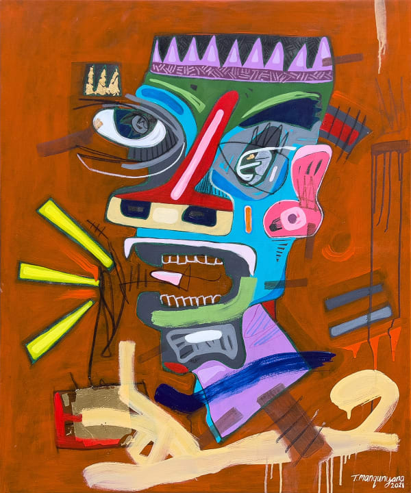 Thembalethu Manqunyana The Scream Mixed media on canvas 46 x 38 "