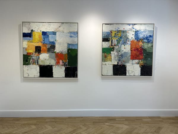 Michael Adamson First Frost Oil on canvas 50 x 50 inches & Michael Adamson Spinning Wheel Oil on canvas 50 x 50 inches
