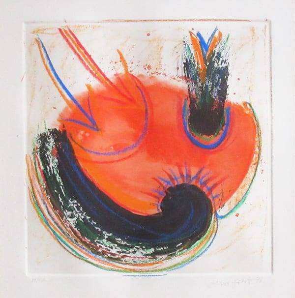Sir Terry Frost RA 1915-2003 Ghost I (Red), 1993 Etching aquatint in colours with hand colouring 14 x 14 "
