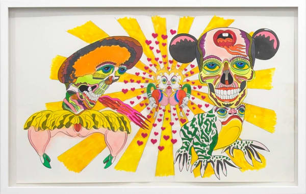 Keiichi Tanaami The Catalogue of Eccentricity Series – Part 15, 2017 Colored pencil and paper collage on paper 45,5 × 74 cm