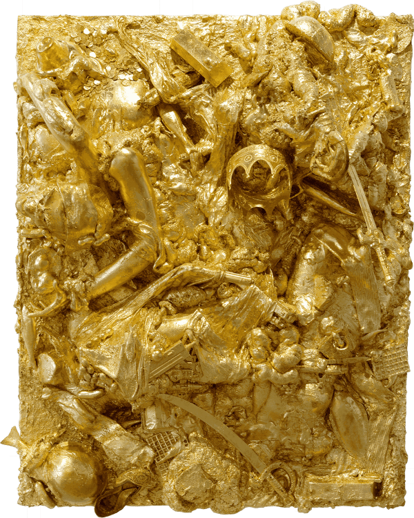 John Miller Seventh Heaven, 2008 Composite metallic leaf over assorted objects, papier mache, plaster and styrofoam on wood panel 170 x 134 x 66 cm