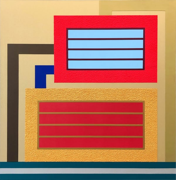 Peter Halley Flipped, 2010 Day-glo acrylic, pearlescent and metallic acrylic, and Roll-a-Tex on canvas 203.5 x 198.4 x 9.8 cm