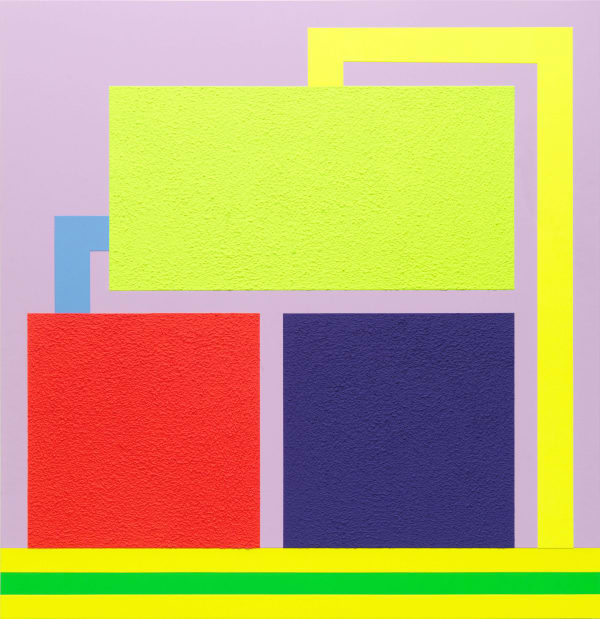 Peter Halley 40 Watts, 2017 Acrylic, Day-Glo acrylic, Roll-a-Tex on canvas 201,3 x 196,2 x 10,1 cm